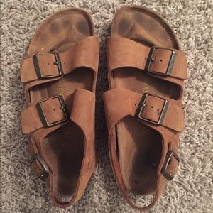Tan leather Birkenstock sandals